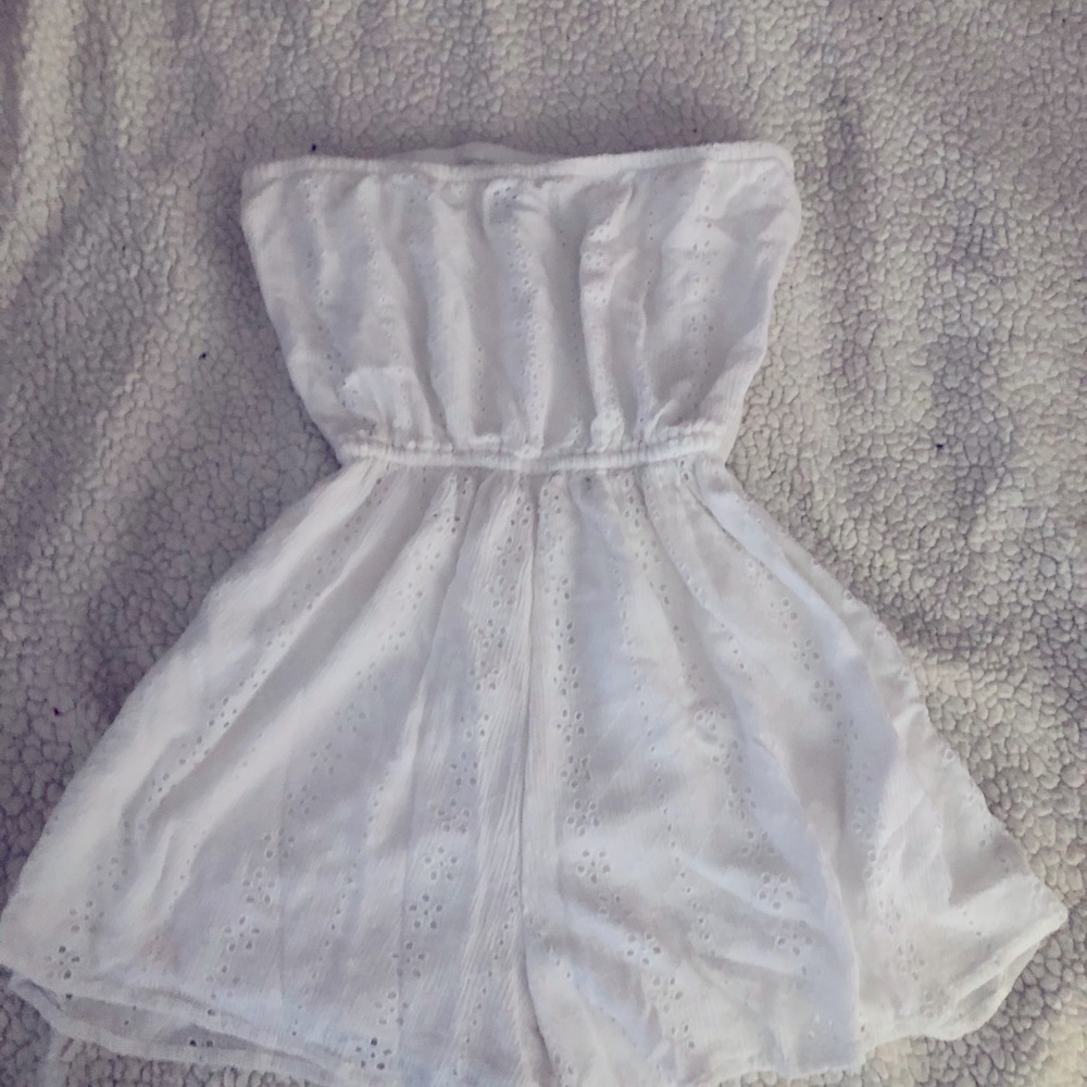 White hollister eyelet romper
